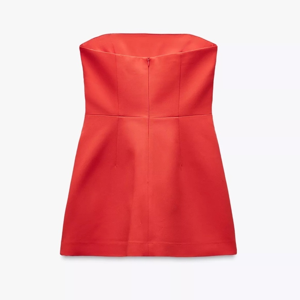 Zara STRAPLESS LAPEL DRESS - Picture 6 of 7